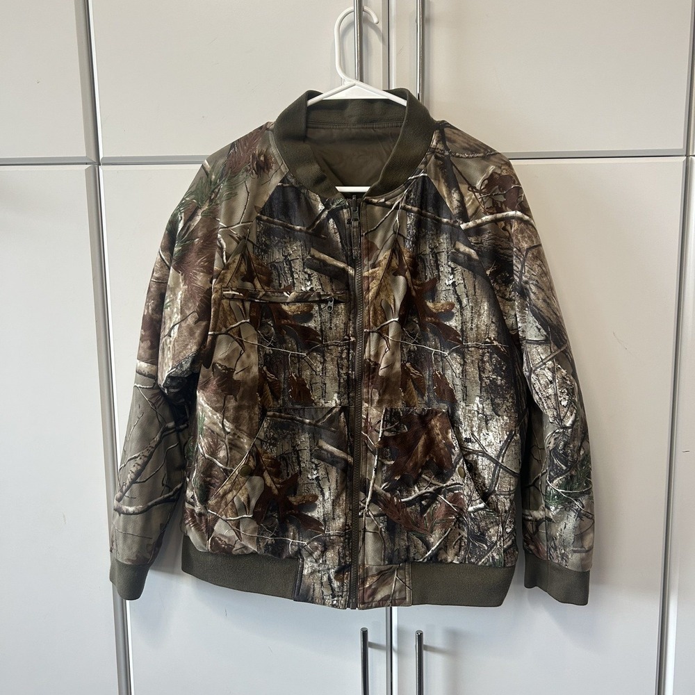 Cabelas For Kids Realtree Camo Bomber Jacket Youth XL Full Zip Outdoor Hunting